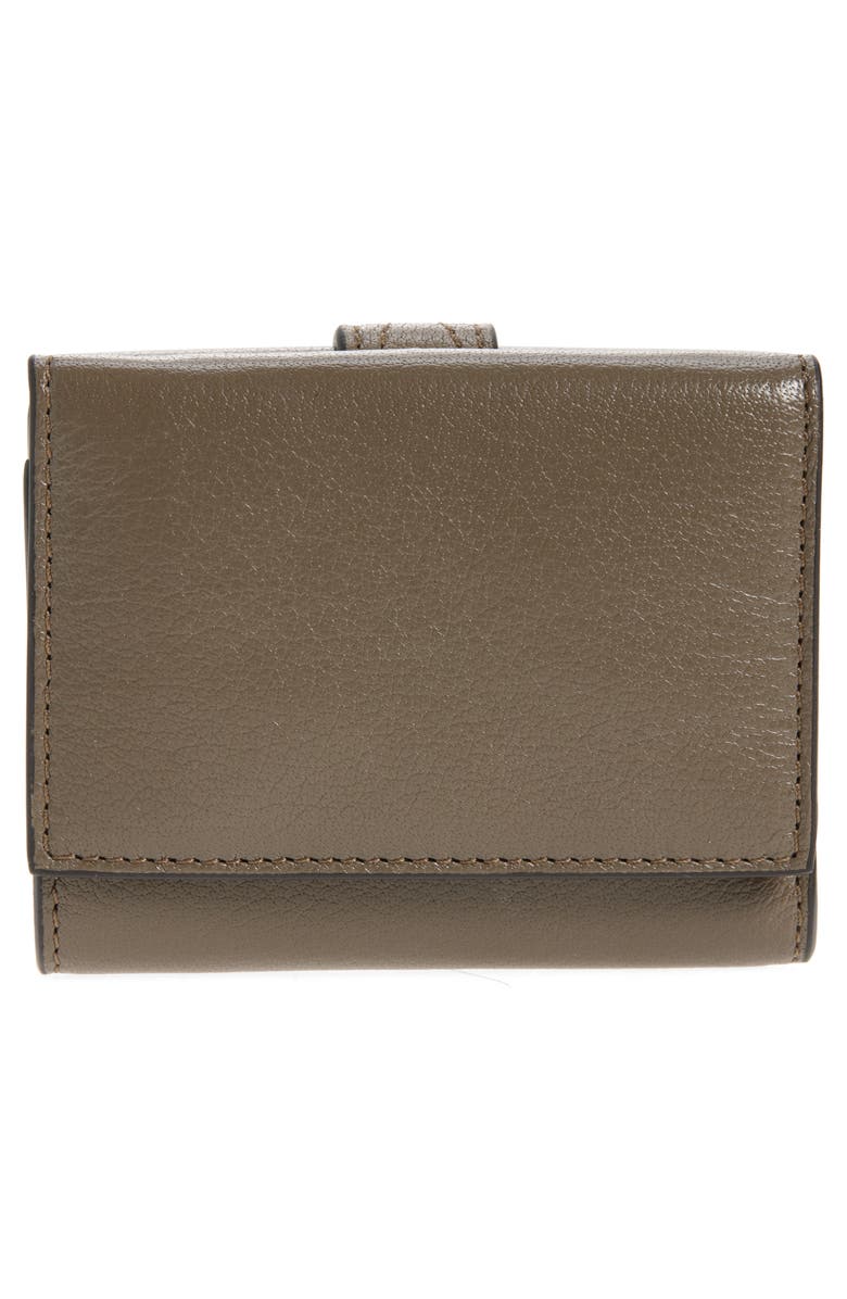 Chloé Mini Paddington Grained Leather Trifold Wallet, Alternate, color, Flannel Grey