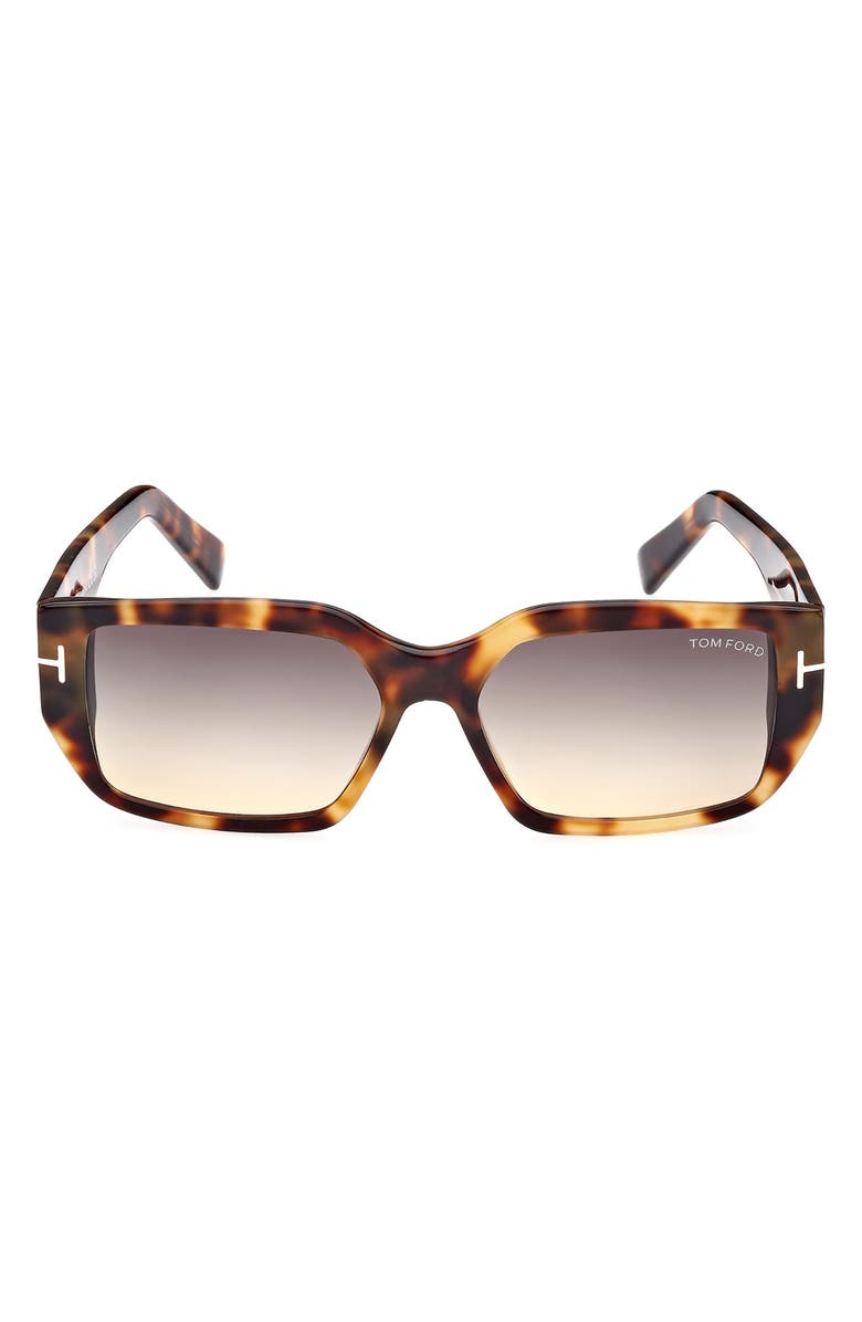 TOM FORD Andres 56mm Square Sunglasses, Main, color, Coloured Havana / Smoke