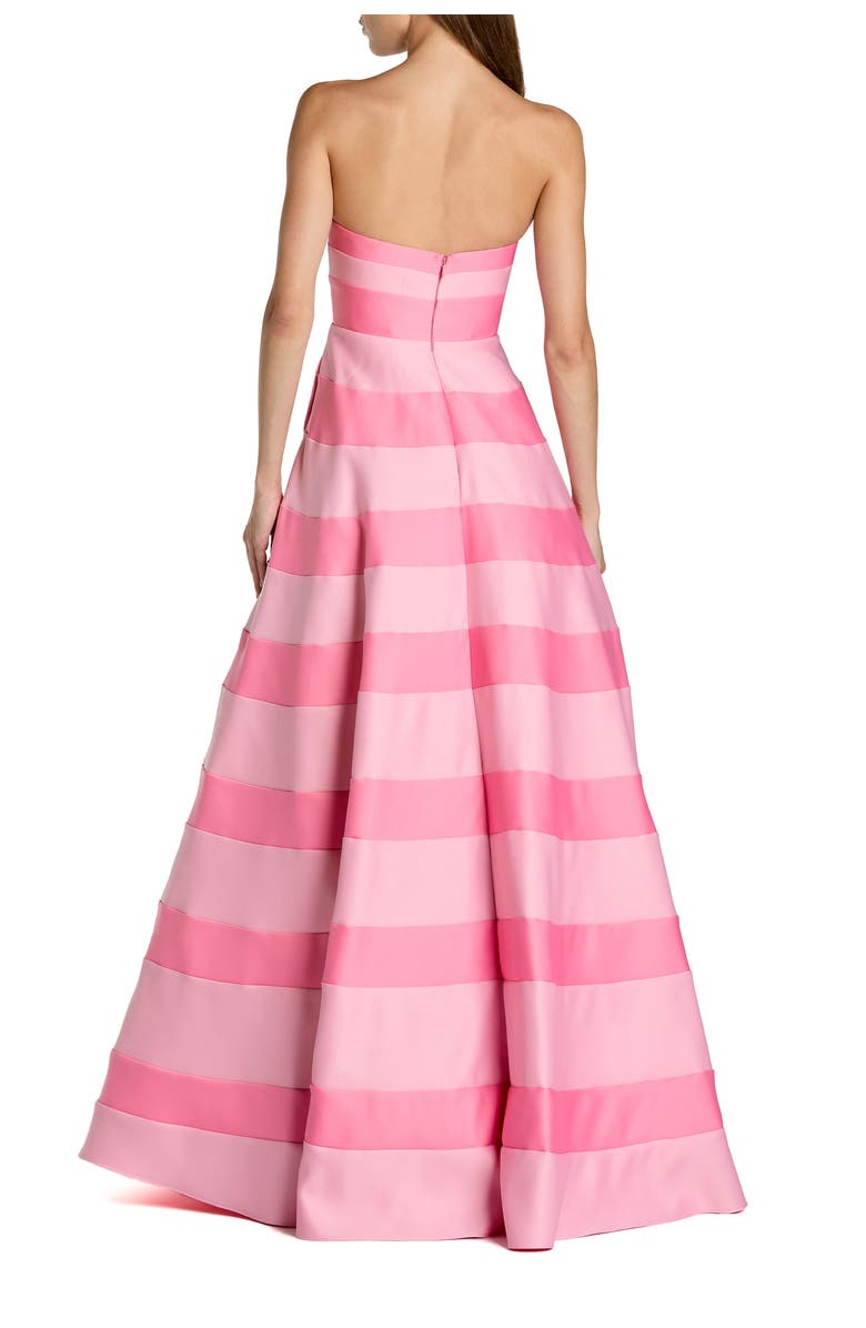 Mac Duggal Striped Satin Strapless Ballgown With Pockets, Alternate, color, Pink Multi
