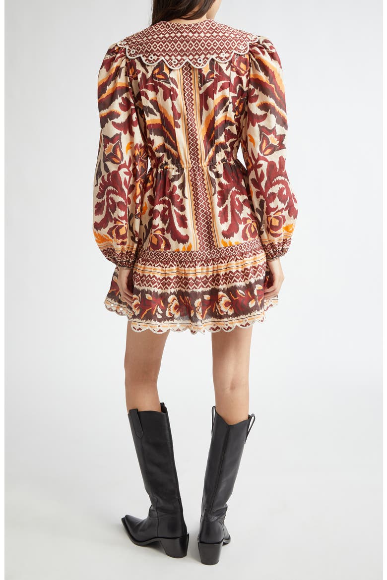 Long Sleeve Button Front Minidress, Alternate, color, TOUCANS SCARF CREAM