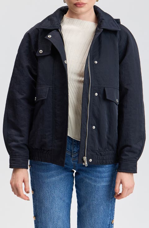 Water Resistant Oversized Rain Bomber Jacket