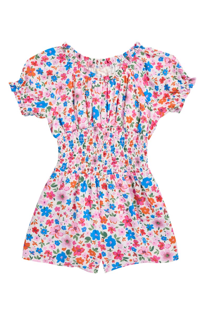 Truly Me Kids' Floral Print Romper, Main, color, Red Multi