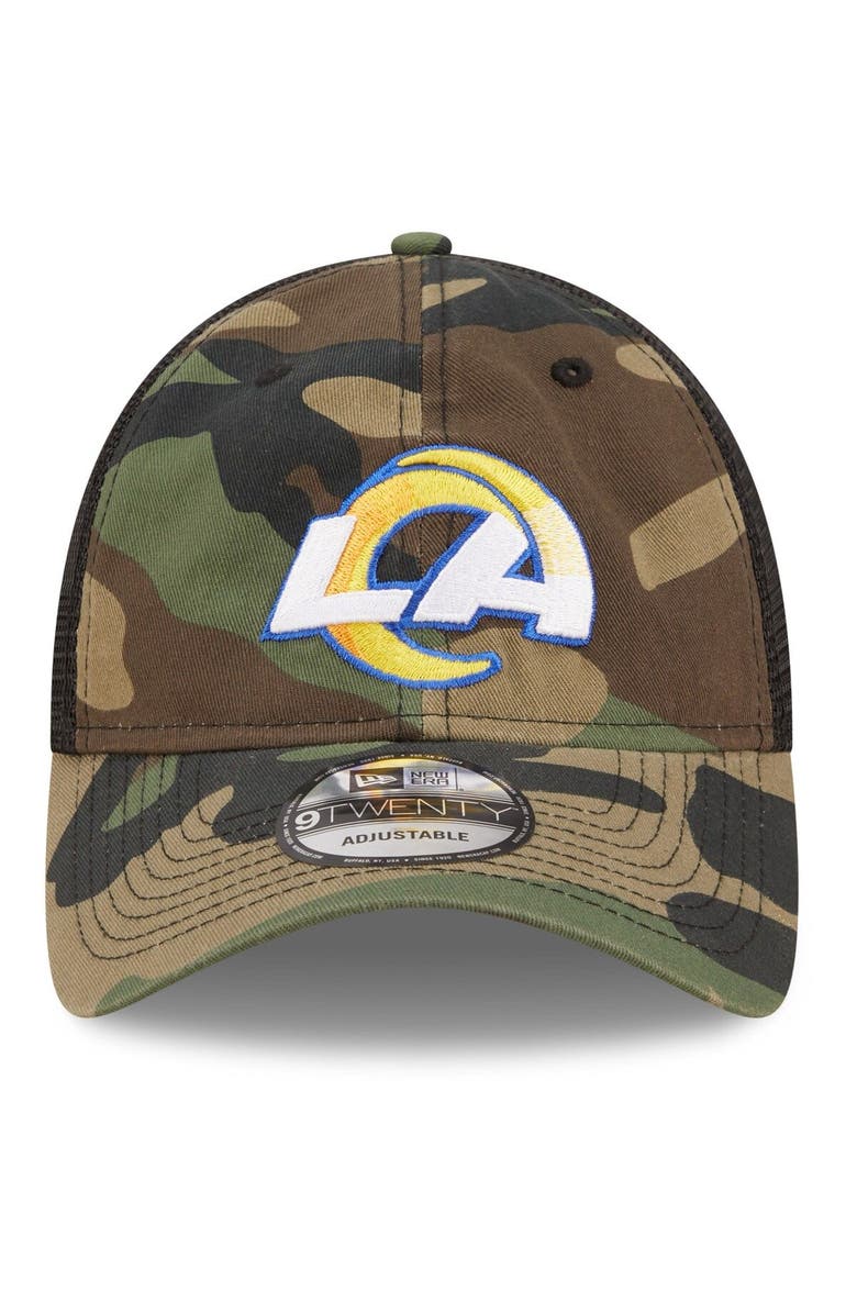 New Era Men's New Era Camo/Black Los Angeles Rams Basic 9TWENTY Trucker Snapback Hat, Alternate, color, 