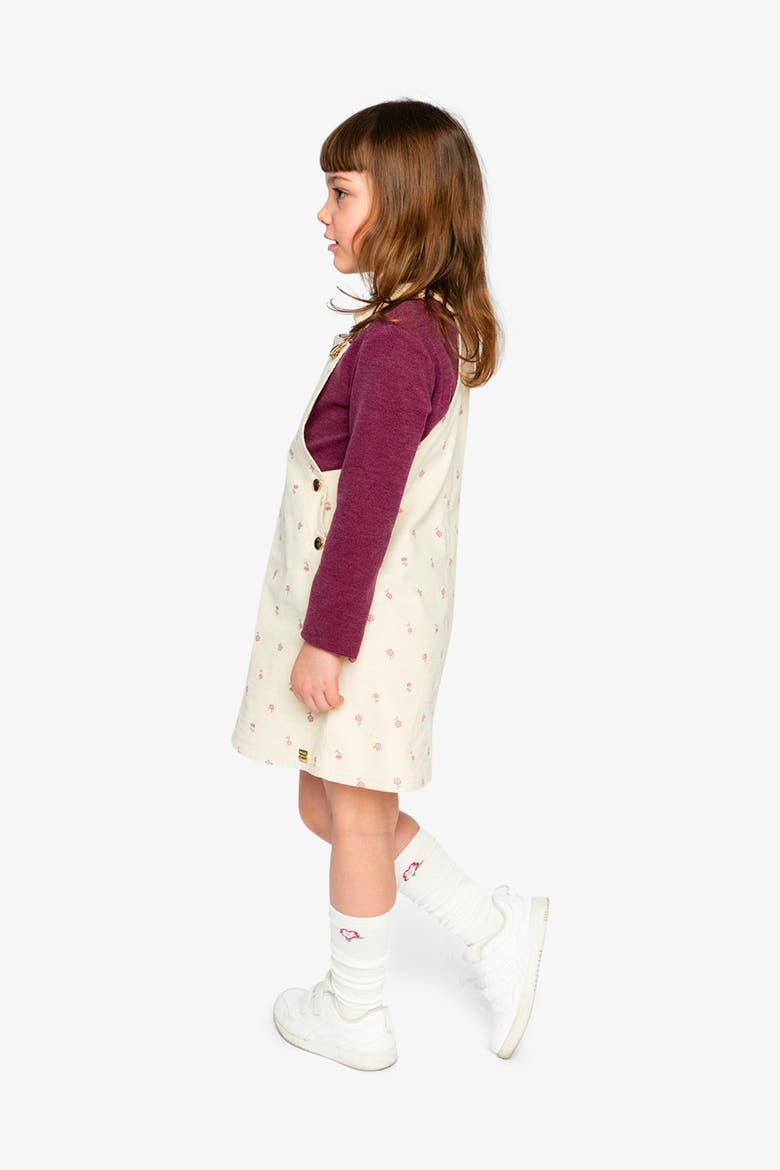 Corduroy Adjustable Strap Overall Dress, Alternate, color, Beige Floral Print