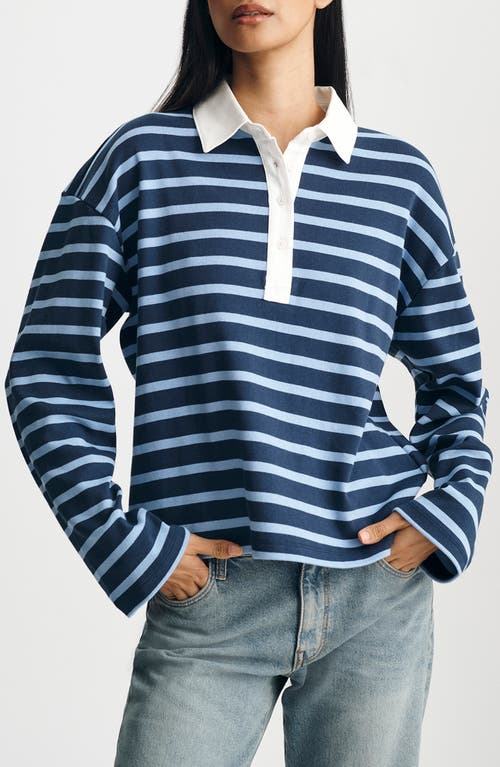 Mavi Jeans Jersey Polo Top In Navy Striped