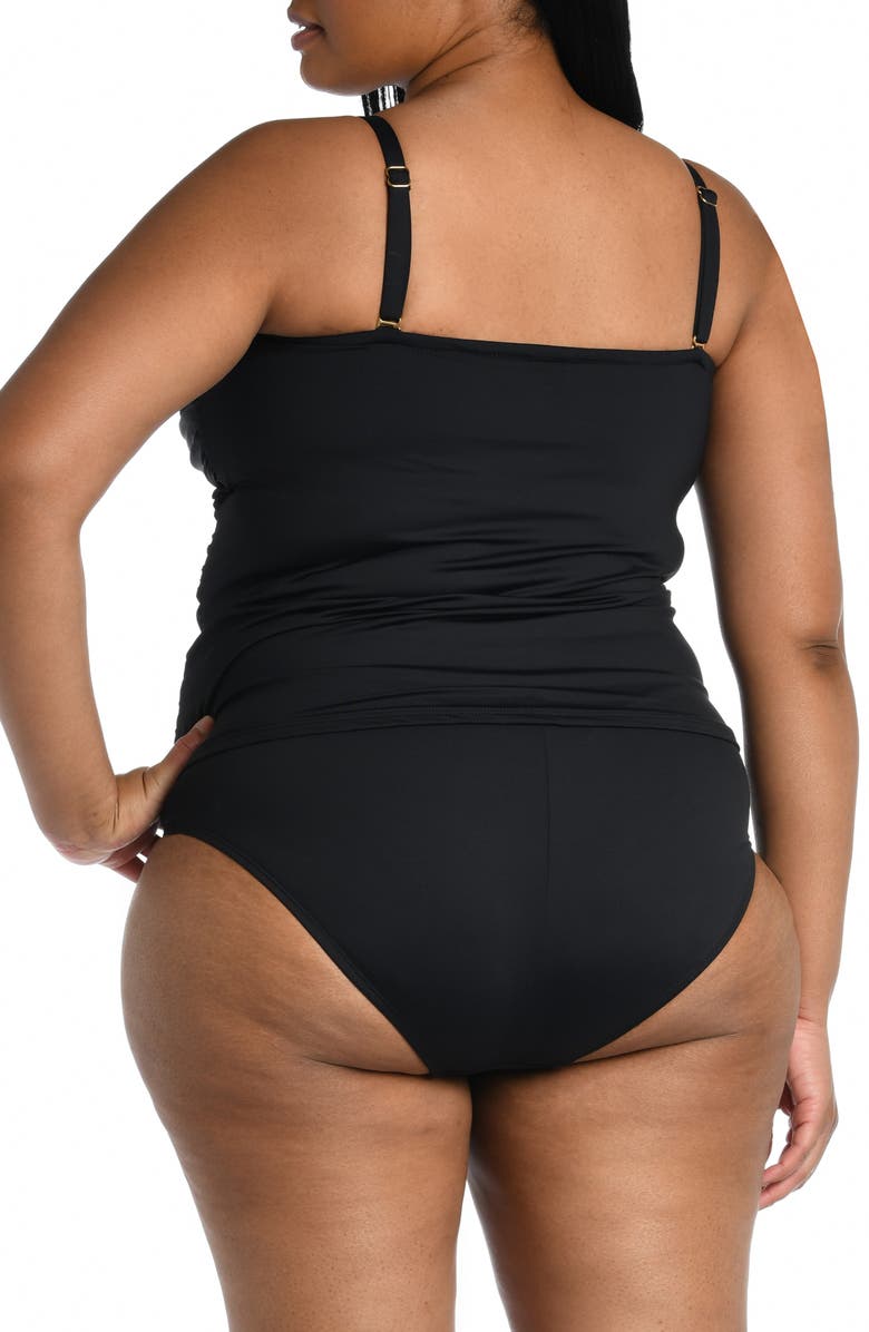La Blanca Island Goddess Twist Tankini Top, Alternate, color, Black