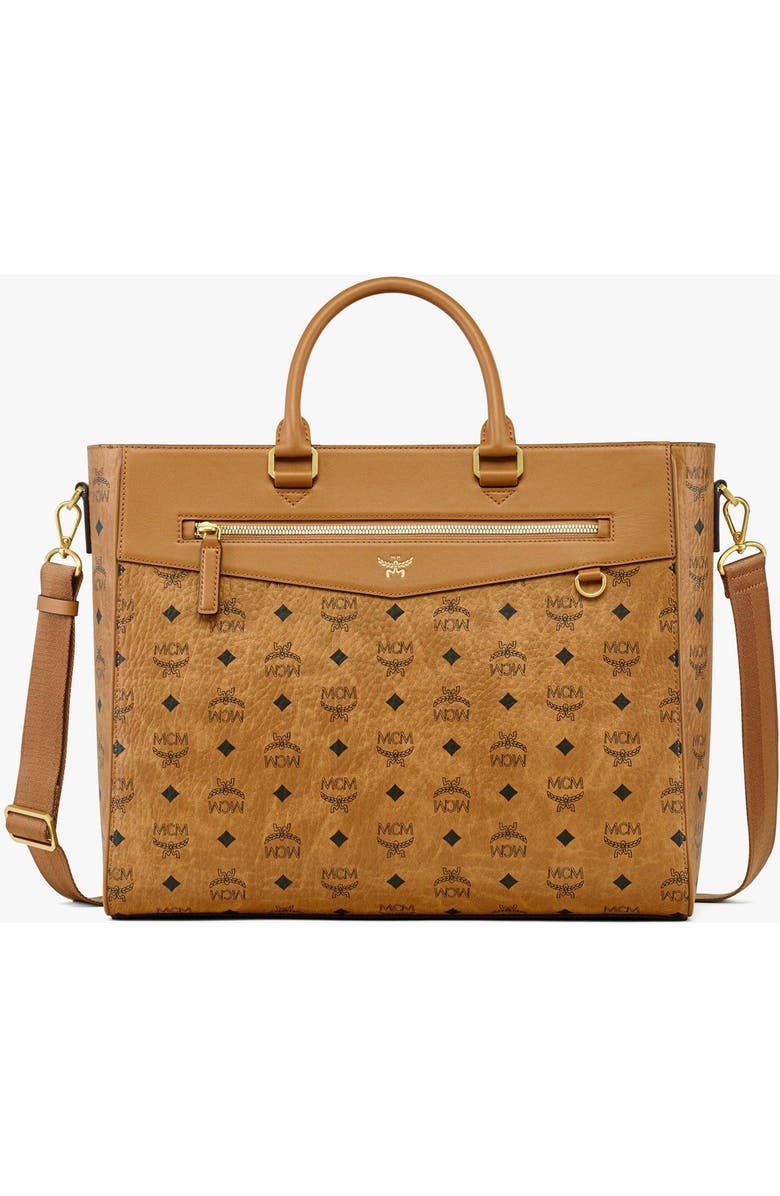MCM Diamond E/W Tote in Visetos, Main, color, Brown
