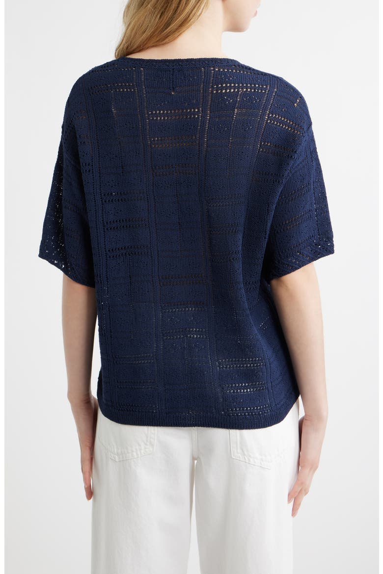 Morgan Pointelle Stitch Sweater, Alternate, color, NAVY