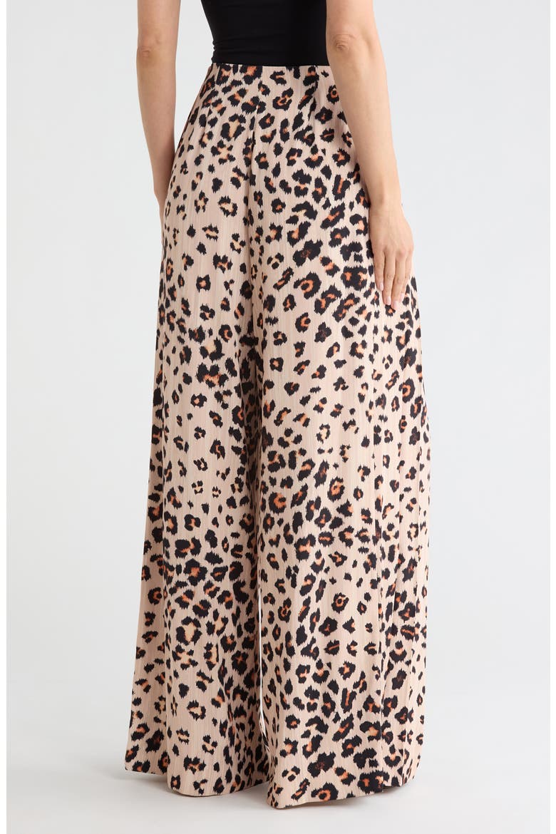 Nova Print Pleated Wide Leg Pants, Alternate, color, TAN MULTI IKAT LEOPARD