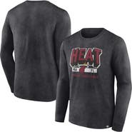 FANATICS Men's Fanatics Branded Heather Charcoal Miami Heat Front Court Press Snow Wash Long Sleeve T-Shirt