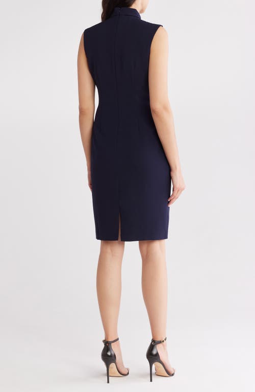 Eliza J Tie Neck Sleeveless Sheath Dress In Navy In Navy