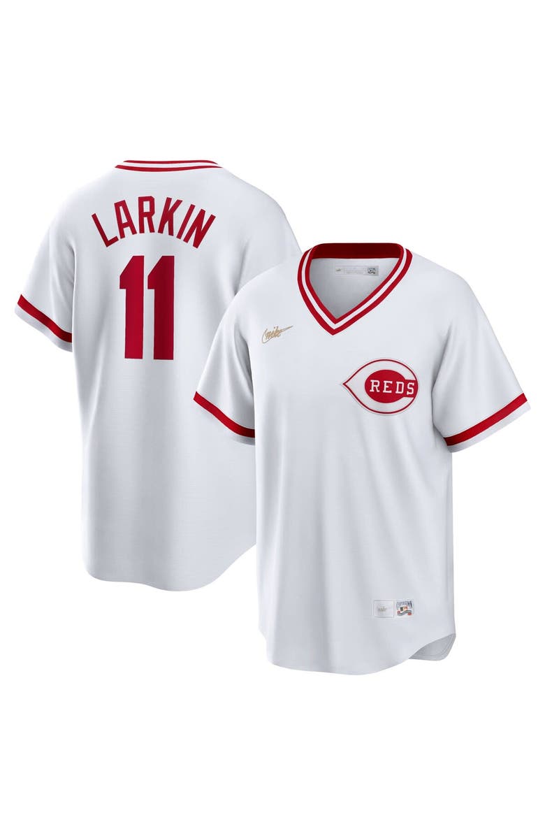Nike Men's Nike Barry Larkin White Cincinnati Reds Home Cooperstown Collection Player Jersey, Main, color,
