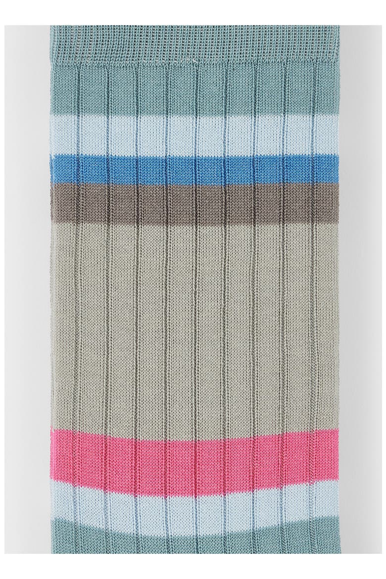 Stripe Rib Cotton Blend Dress Socks, Alternate, color, 43_GREYISH BLUE