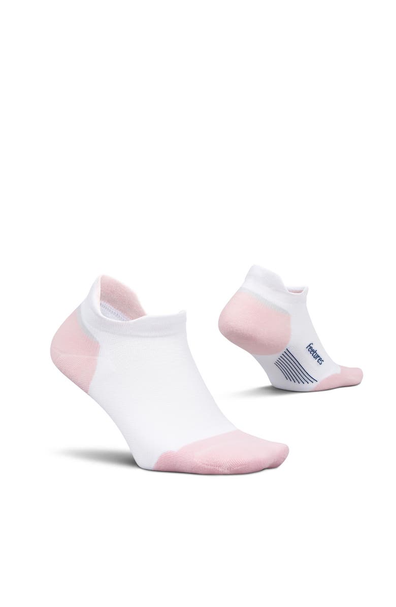 Feetures Elite Max Cushion No Show Tab Ankle Socks Sport Sock with Targeted Compression, Main, color, White Rose