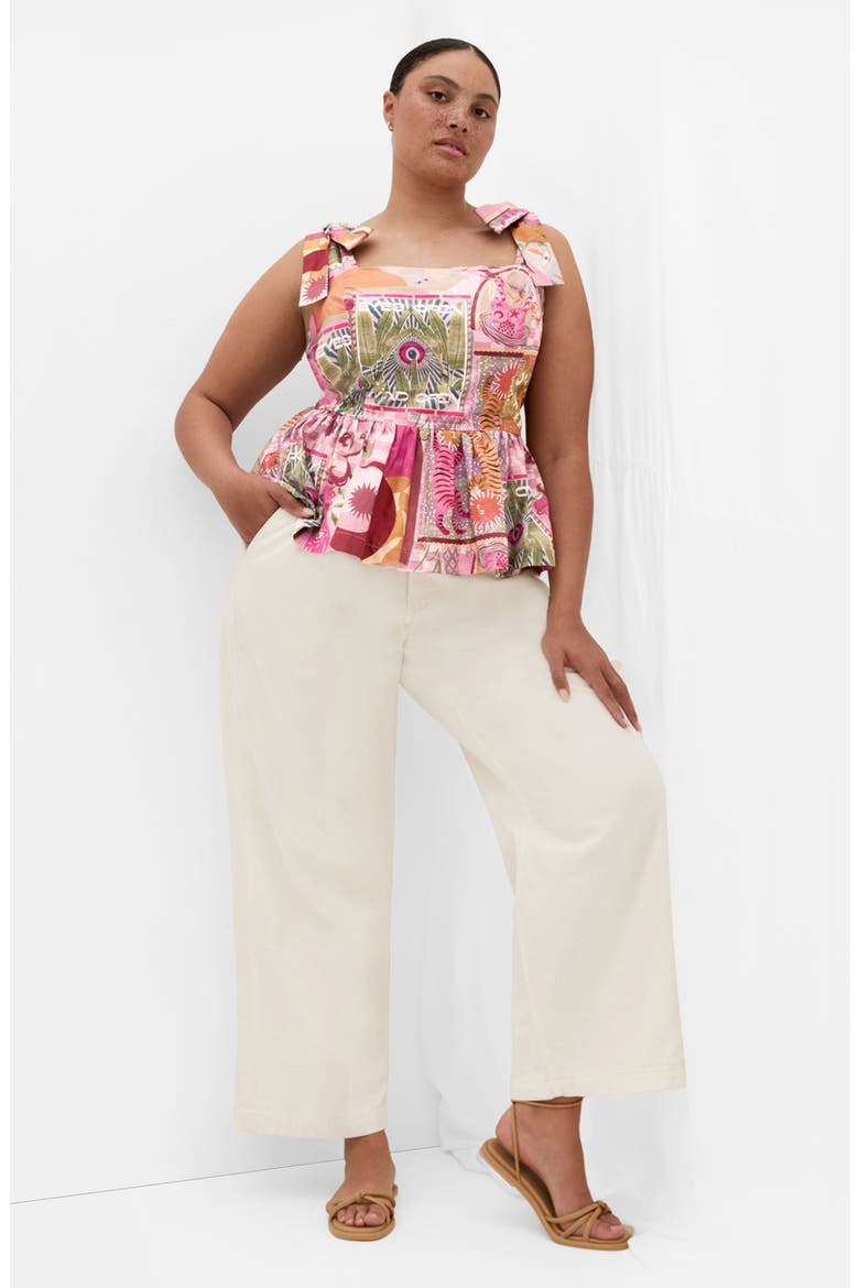 Isabel Peplum Top, Alternate, color, PINK DREAMSCAPE