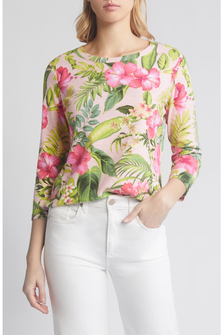 Ashby Isles Grand Villa Floral Cotton Top, Main, color, MALIBU PEACH