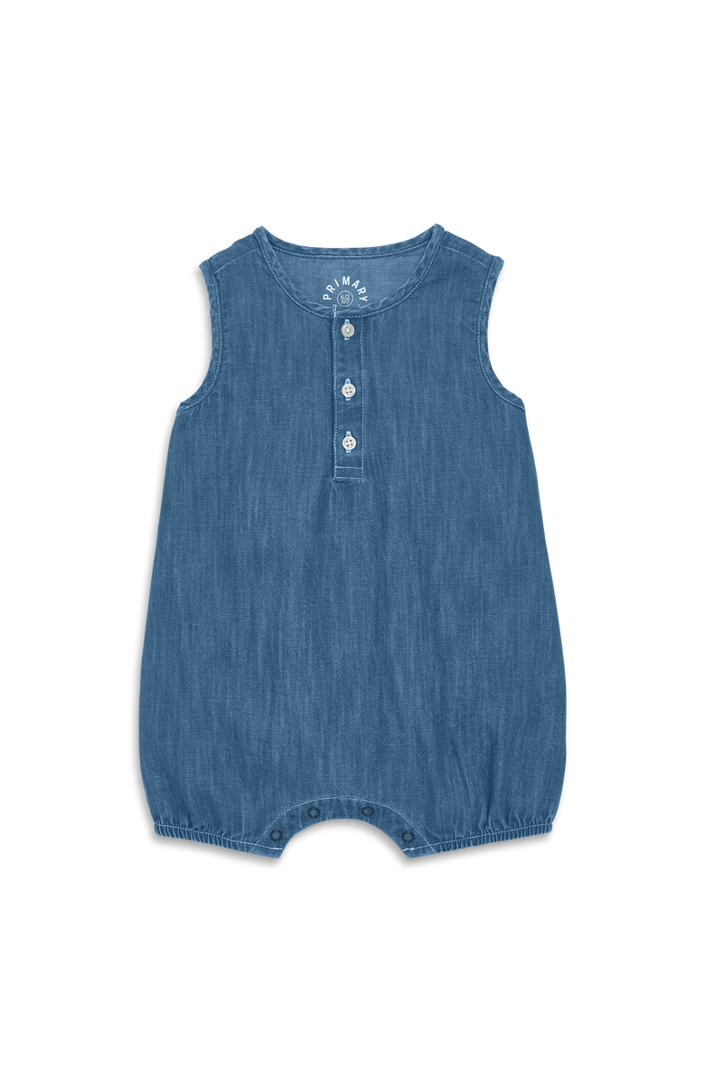 Primary Baby Chambray Henley Tank Shortie, Main, color, Chambray