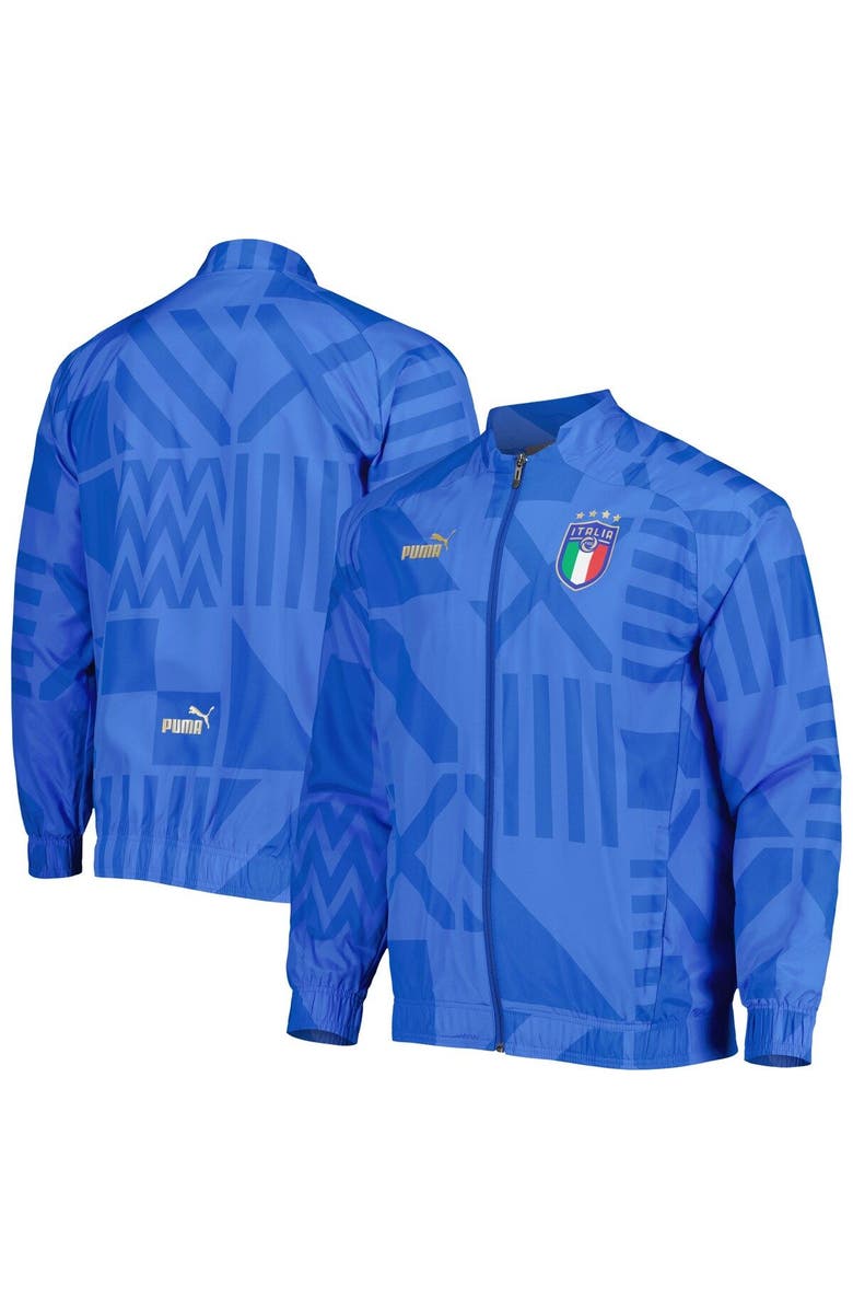 PUMA Men's Puma Blue Italy National Team Pre-Match Raglan Full-Zip Training Jacket, Main, color, 