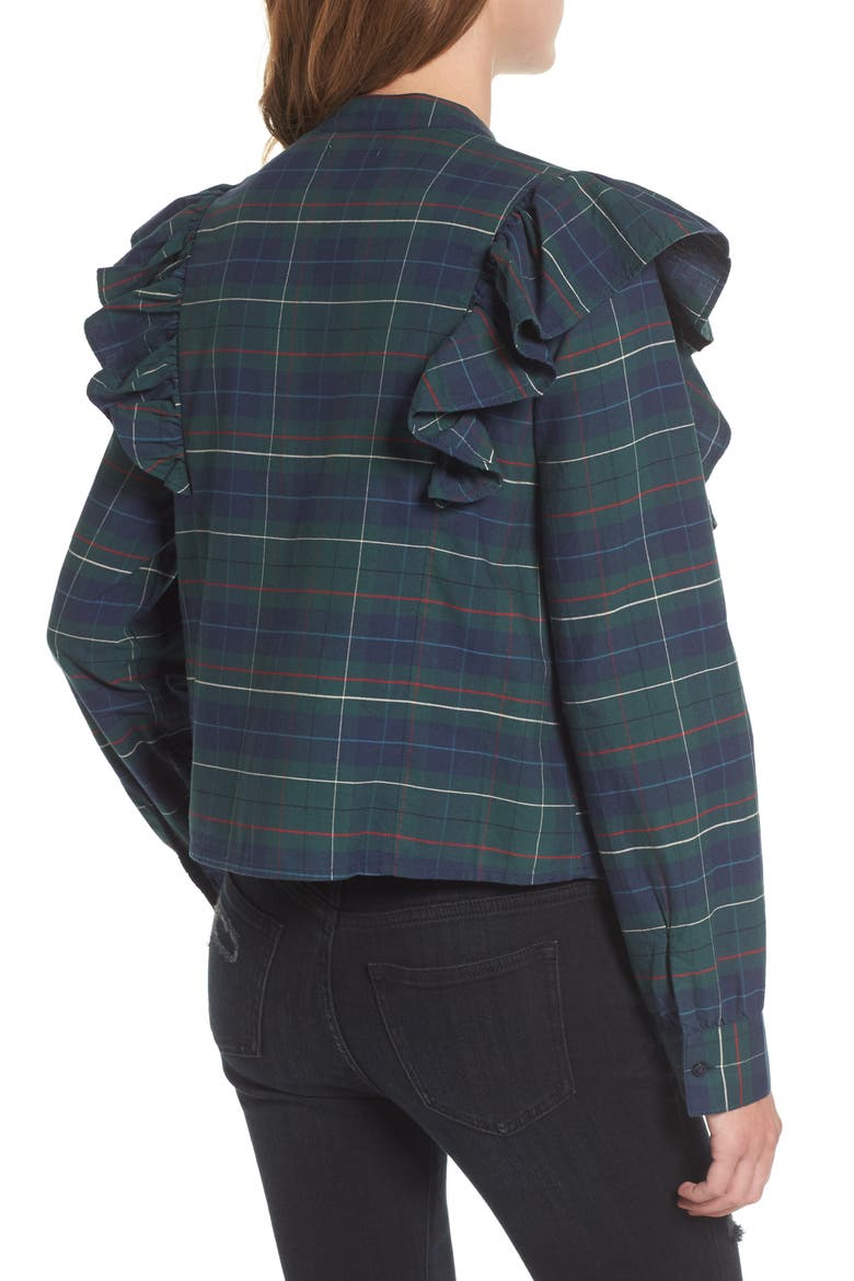 Plaid Ruffle Blouse, Alternate, color, GREEN GABLE SOFIA PLAID
