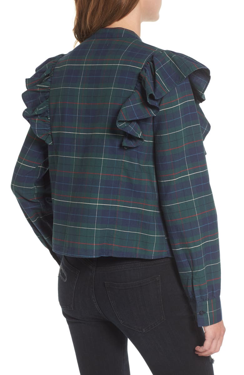 BP. Plaid Ruffle Blouse, Alternate, color,