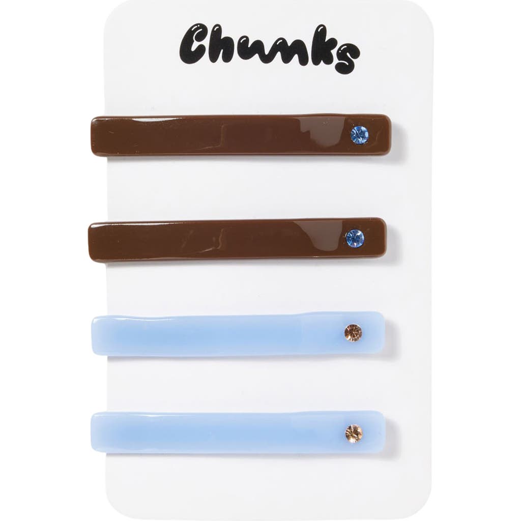 Chunks Slides Set Of 4 Assorted Barrettes In Brown/periwinkle