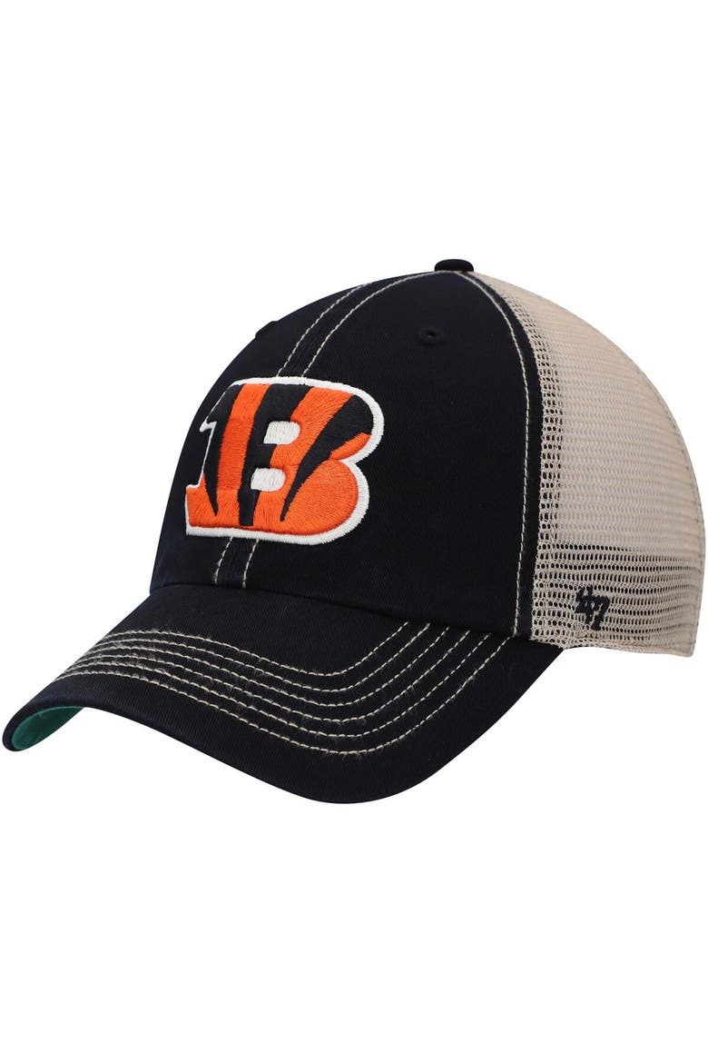 Men's '47 Black/Natural Cincinnati Bengals Trawler Trucker Clean Up Snapback Hat, Main, color, Black