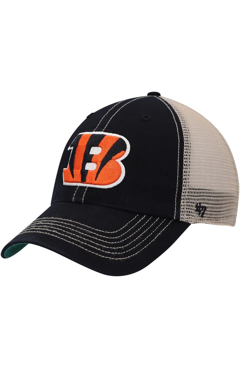 '47 Men's '47 Black/Natural Cincinnati Bengals Trawler Trucker Clean Up Snapback Hat, Main, color, Black