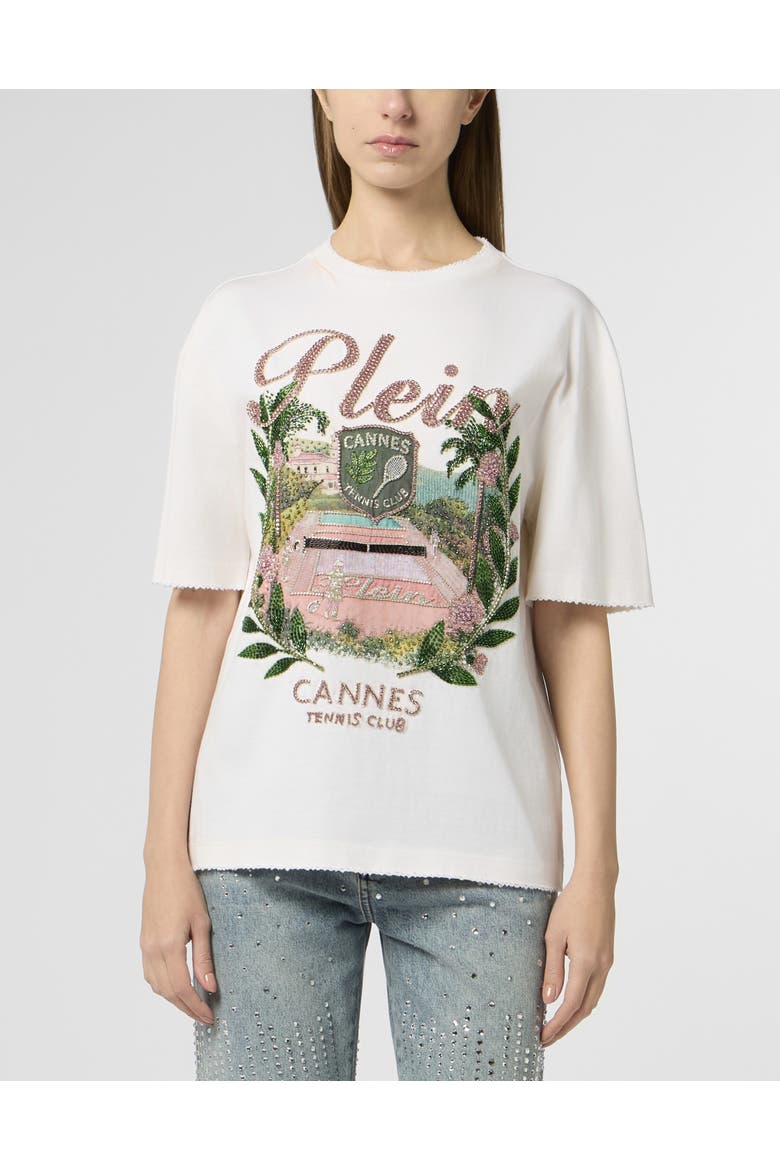 Washed Man Fit T-Shirt Cannes Tennis Club Women, Main, color, OffWhite