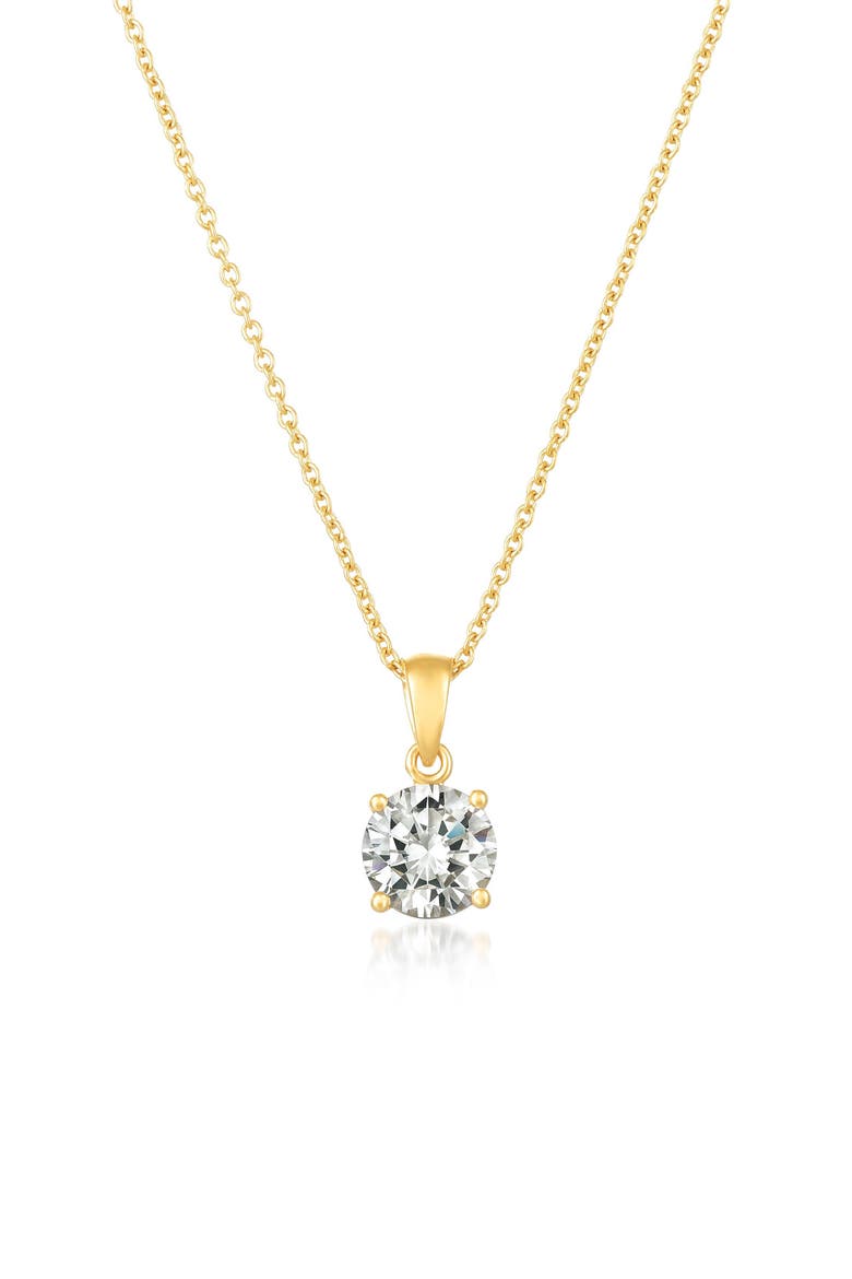 Round Cubic Zirconia Pendant Necklace, Main, color, 18KT YELLOW GOLD