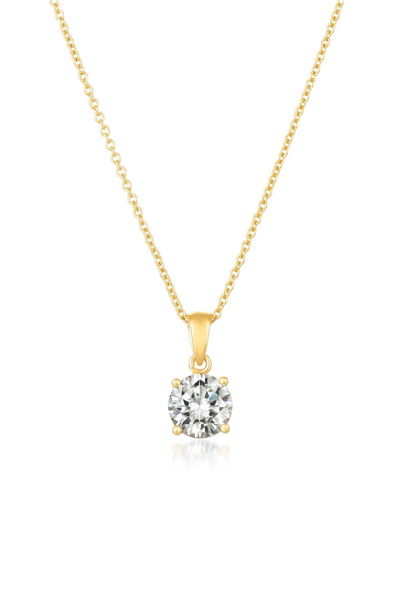 Crislu Round Cubic Zirconia Pendant Necklace, Main, color, 18Kt Yellow Gold