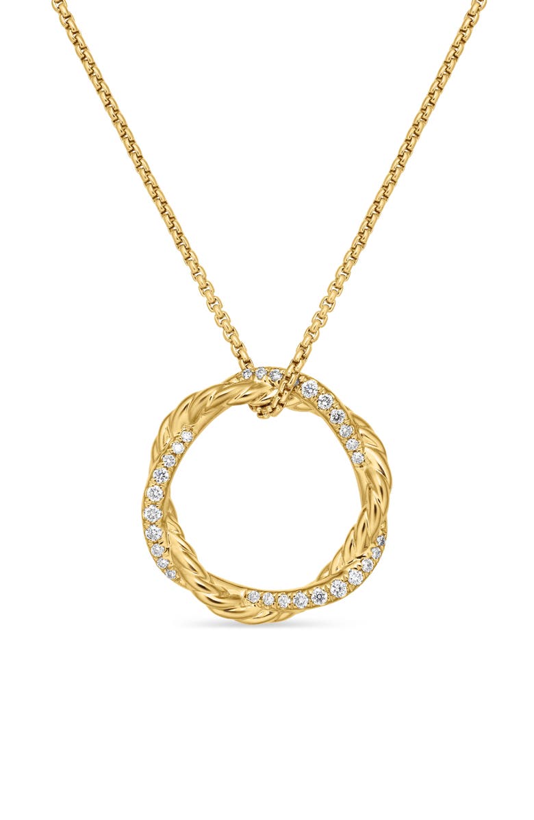 David Yurman Petite Infinity Pendant Necklace in 18K Gold with Pavé Diamonds, Main, color, Diamond/ Yellow Gold