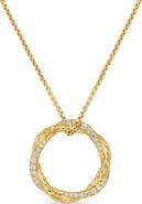 David Yurman Petite Infinity Pendant Necklace in 18K Gold with Pavé Diamonds
