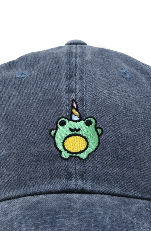 Dalix Froggy Unicorn Embroidered Cap In Washed Navy Blue
