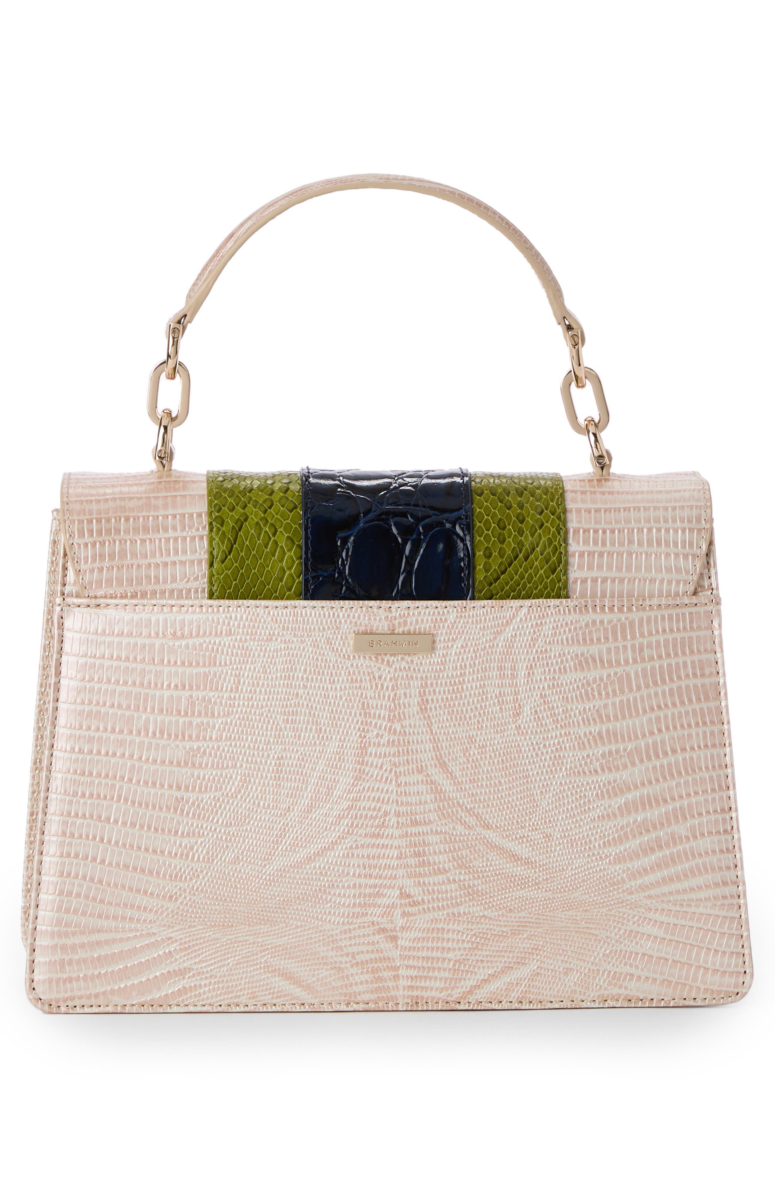 Brahmin Small Hallie Embossed Leather Satchel, Alternate, color, 