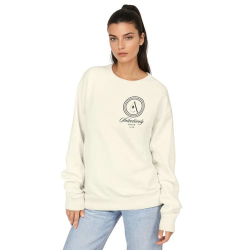 Akalia Heather Graphic Crewneck Sweatshirt In White