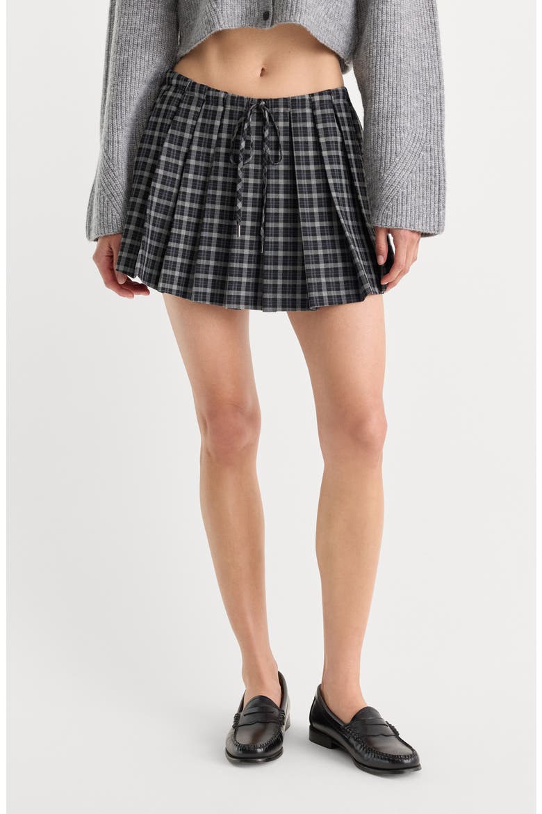 The Pleated Plaid Miniskirt, Main, color, CHARCOAL PLAID