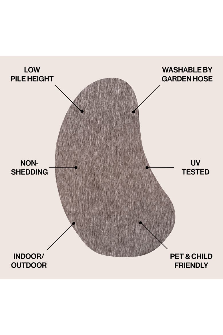 Evan Modern Rustic Organic Curve Indoor/Outdoor Shaped Area Rug, Alternate, color, Brown