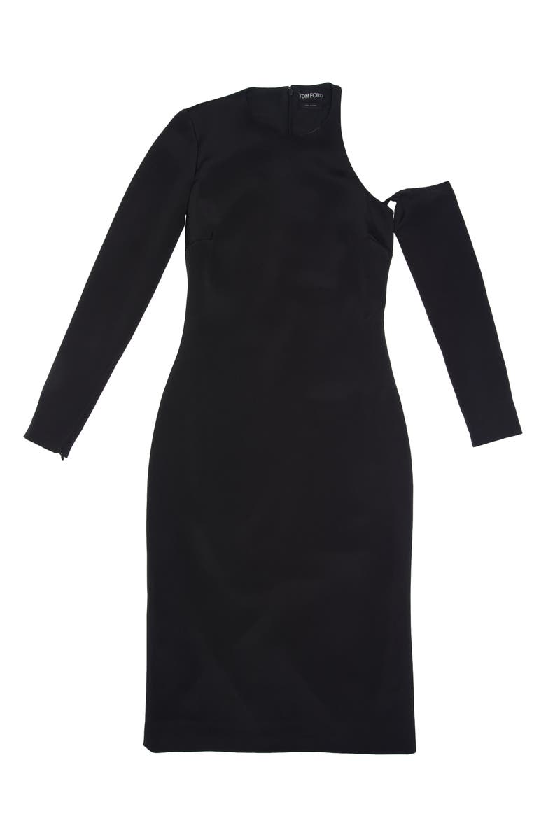 TOM FORD Single Cold Shoulder Long Sleeve Cady Dress, Alternate, color, 