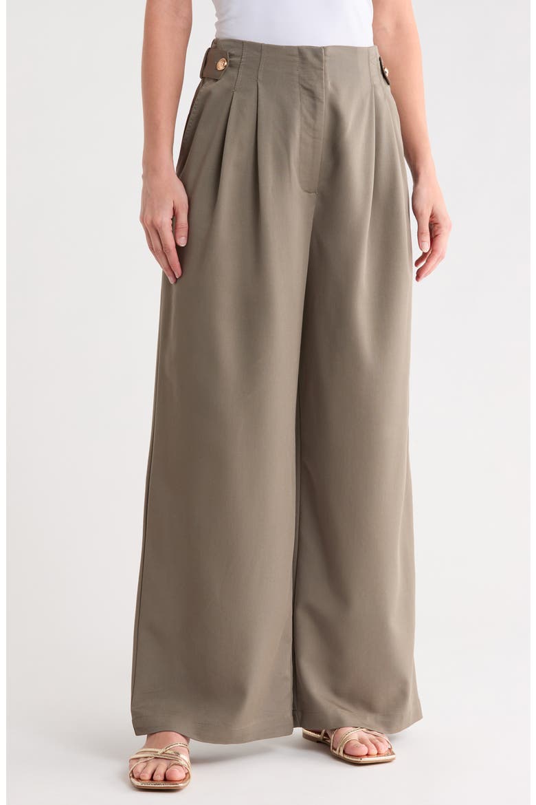 Pleated Wide Leg Pants, Main, color, LIGHT OLIVE