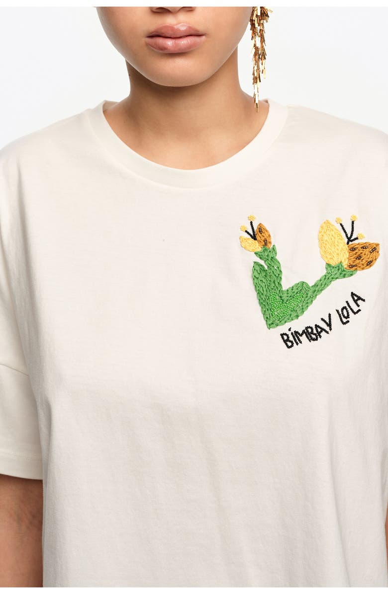 Bimba y Lola Hand Embroidered Logo T-Shirt, Alternate, color, Ivory
