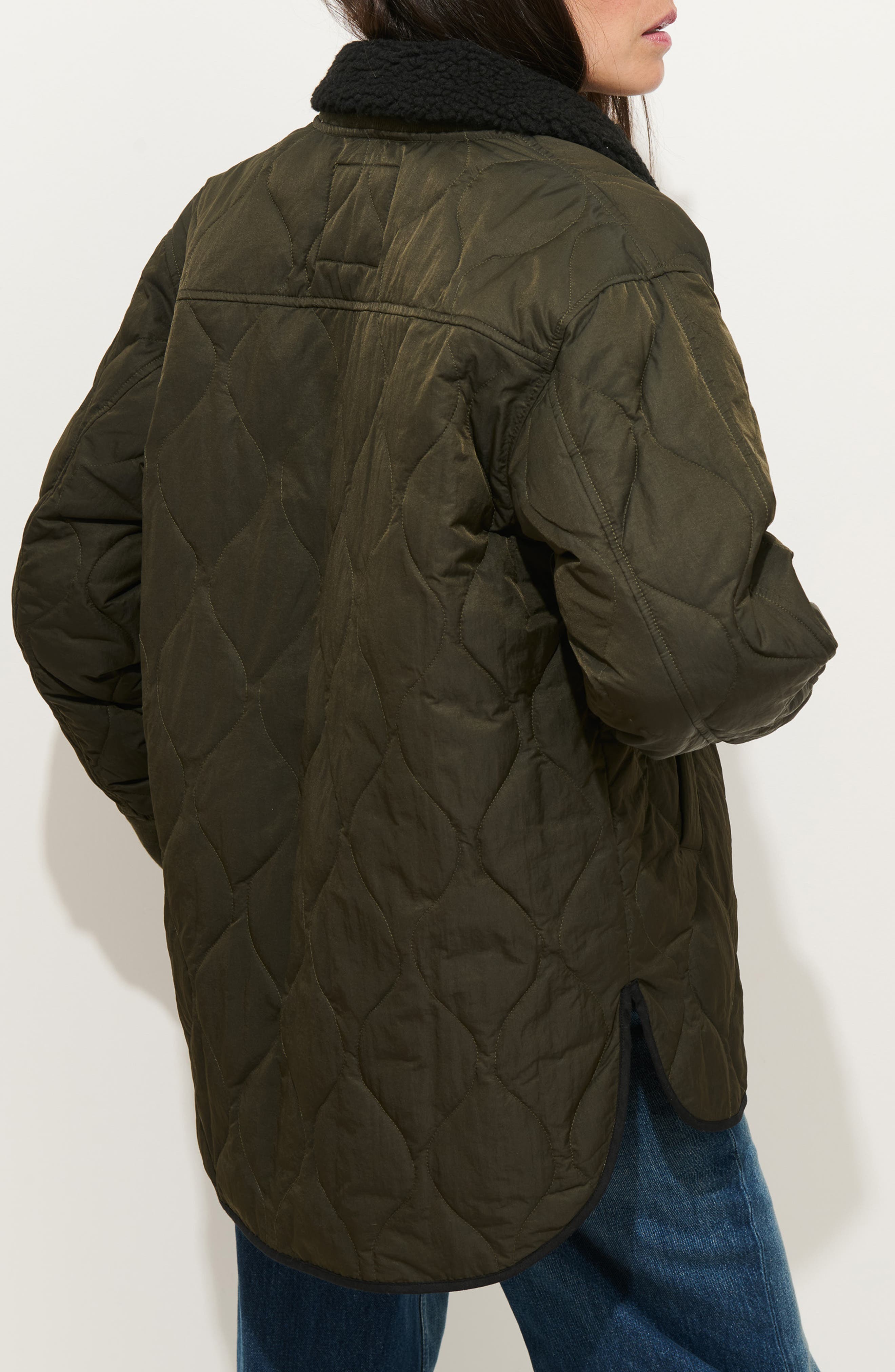 Wembley Quilted Bomber Jacket with Removable Faux Shearling Collar - image 4