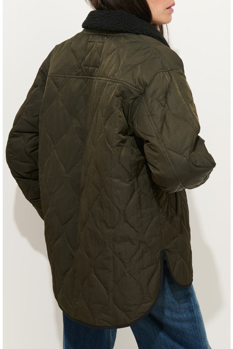 Wembley Quilted Bomber Jacket with Removable Faux Shearling Collar, Alternate, color, OLIVE