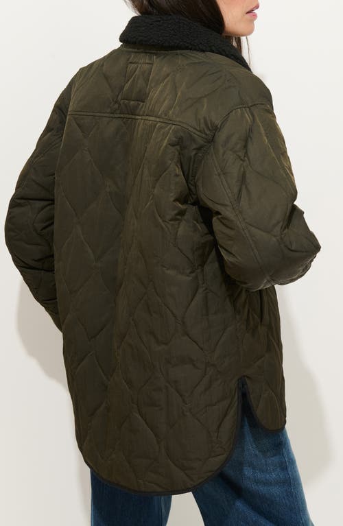Alex Mill Wembley Quilted Bomber Jacket With Removable Faux Shearling Collar In Green