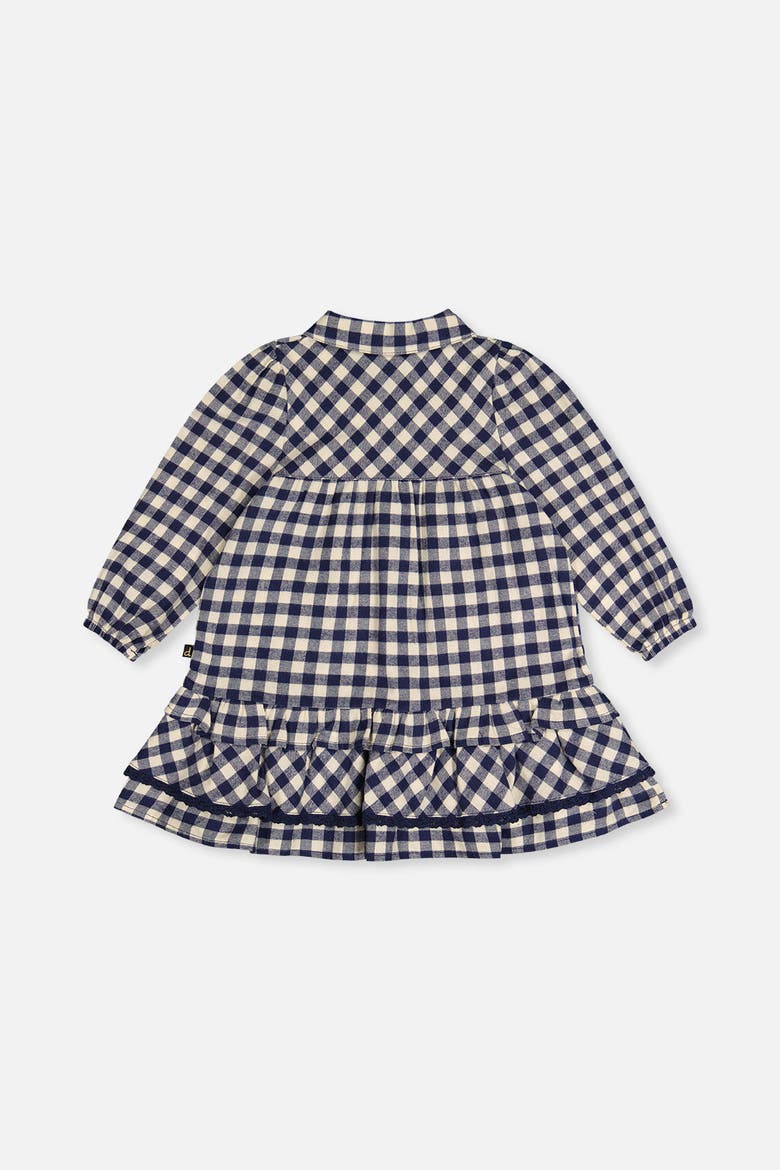 Gingham Frilled Heart Pocket Shirt Dress, Alternate, color, Blue and White Gingham Print