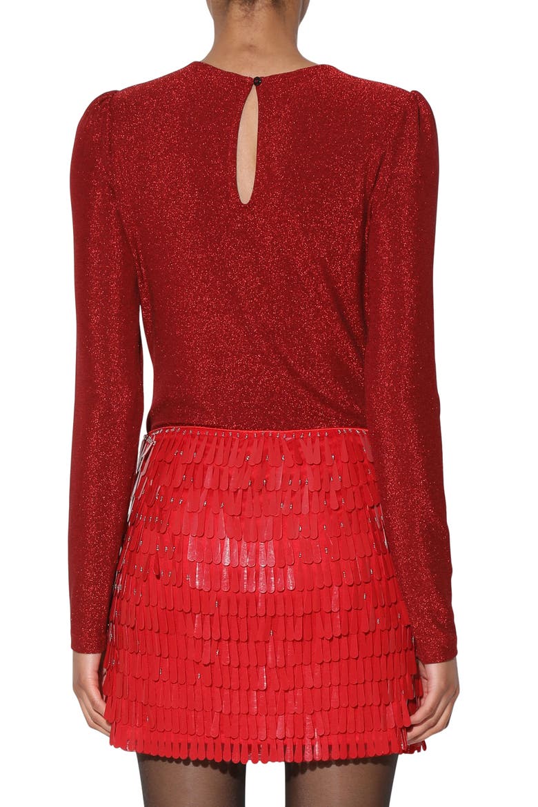 Justine Ruched Shimmer Knit Top, Alternate, color, SHIMMER RED