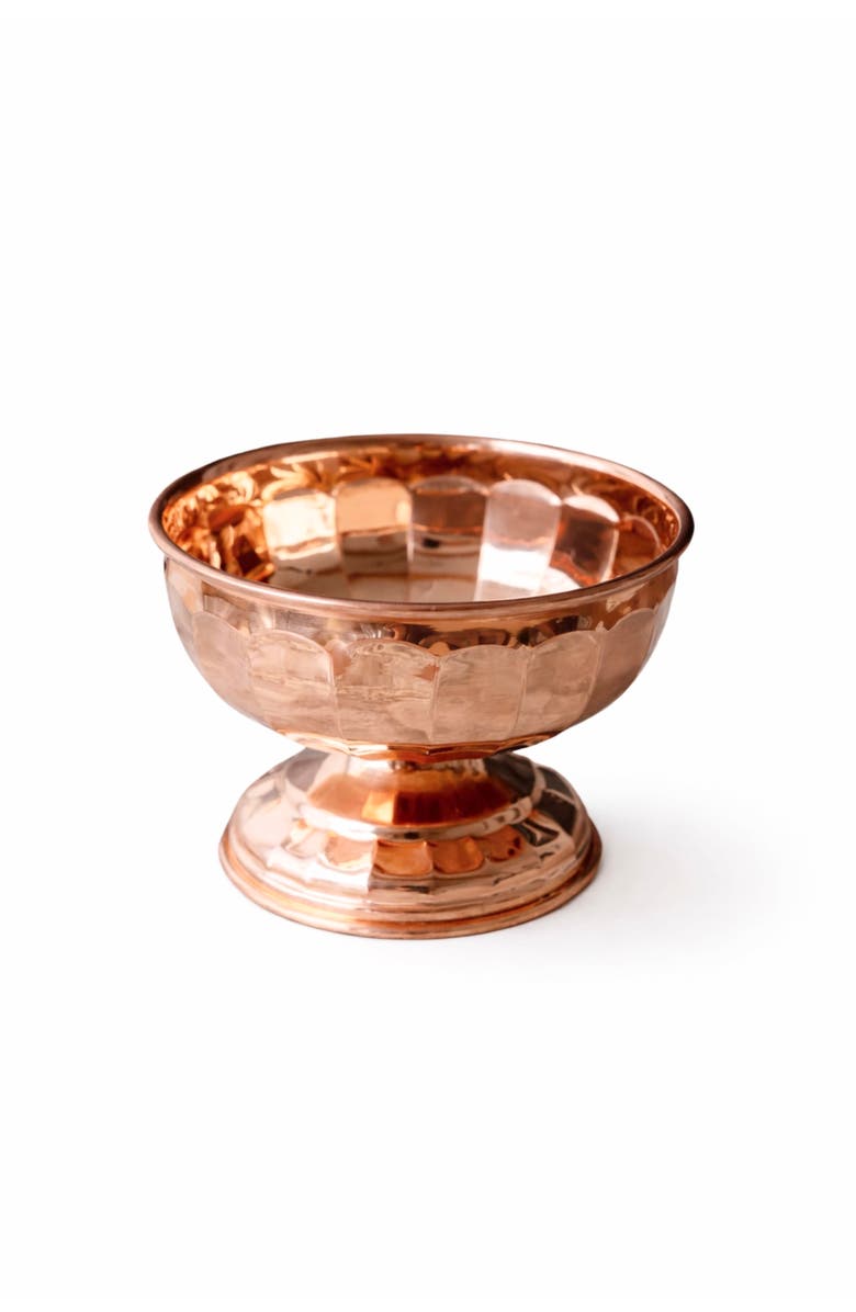 Coppermill Kitchen Vintage Inspired Copper Pedestal Bowls with Scalloped Panel Design - Set of 2, Main, color, Copper