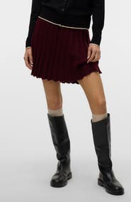 VERO MODA Marina Pleated Knit Skater Miniskirt
