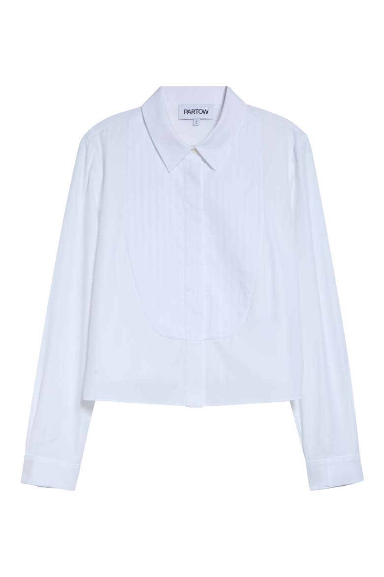 Warren Crop Stripe Bib Cotton Poplin Button-Up Shirt, Main, color, WHITE