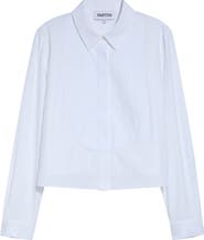 PARTOW Warren Crop Stripe Bib Cotton Poplin Button-Up Shirt