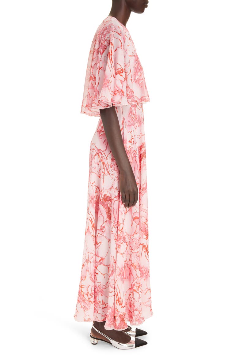 Floral Overlay Bodice Silk Dress, Alternate, color, ROSE/ RED
